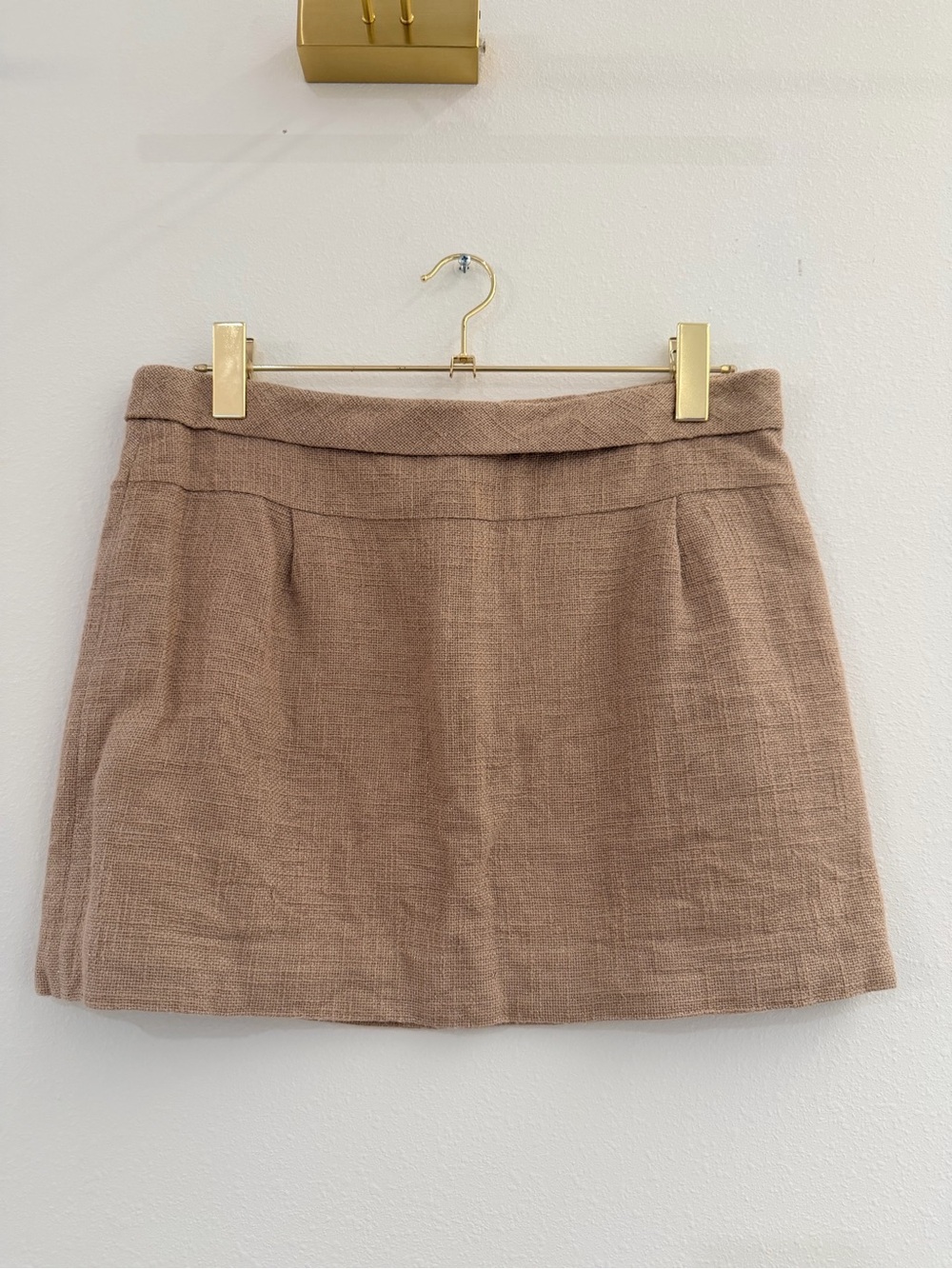 J. Crew Linen Texture Mini Skirt Beige and Gold Lined size 6